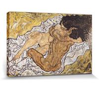 1art1 Egon Schiele Poster Stampa Artistica su Tela L'Abbraccio, Gli Amanti II, 1917 Quadro da Parete sulla Barella | Murale XXL | Immagine 120x80 cm
