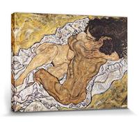 1art1 Egon Schiele Poster Stampa Artistica su Tela L'Abbraccio, Gli Amanti II, 1917 Quadro da Parete sulla Barella | Murale XXL | Immagine 80x60 cm