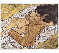 1art1 Egon Schiele Stampa d'Arte e Cornice (Plastica) - L'Abbraccio, Gli Amanti II, 1917 (50 x 40cm)