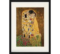 1art1 Gustav Klimt Poster Il Bacio II Quadro in Cornice con Pregiato Passepartout | Immagini A Parete | in Una Cornice 80x60 cm