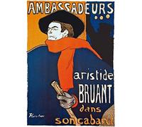 1art1 Henri De Toulouse-Lautrec Poster Aristide Bruant Dans Son Cabaret Stampa d'Arte 80x60 cm