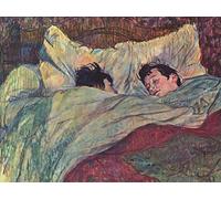 1art1 Henri De Toulouse-Lautrec Poster Stampa Artistica su Tela A Letto, 1892 Quadro da Parete sulla Barella | Murale XXL | Immagine 80x60 cm