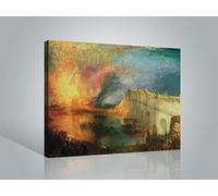1art1 Joseph William Turner Poster Stampa Artistica su Tela L'Incendio delle Camere dei Lord E dei Comuni, 1835 Quadro da Parete sulla Barella | Murale XXL | Immagine 80x60 cm