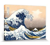 1art1 Katsushika Hokusai Poster Stampa Artistica su Tela La Grande Onda di Kanagawa Quadro da Parete sulla Barella | Murale XXL | Immagine 40x30 cm