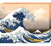 1art1 Katsushika Hokusai Poster Stampa Artistica su Tela La Grande Onda di Kanagawa Quadro da Parete sulla Barella | Murale XXL | Immagine 50x40 cm