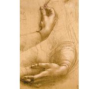 1art1 Leonardo da Vinci Poster Stampa Artistica su Tela Studio di Mani, Circa 1478 Quadro da Parete sulla Barella | Murale XXL | Immagine 120x80 cm