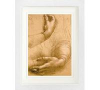 1art1 Leonardo da Vinci Poster Studio di Mani, Circa 1478 Quadro in Cornice con Pregiato Passepartout | Immagini A Parete | in Una Cornice 40x30 cm