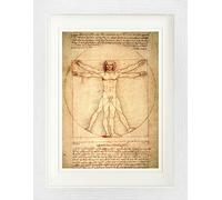 1art1 Leonardo da Vinci Poster Uomo Vitruviano, 1490 Circa Quadro in Cornice con Pregiato Passepartout | Immagini A Parete | in Una Cornice 40x30 cm