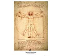 1art1 Leonardo da Vinci Poster Uomo Vitruviano, 1490 Circa Stampa 91x61 cm
