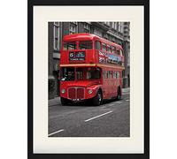 1art1 Londra Poster Bus Rosso Quadro in Cornice con Pregiato Passepartout | Immagini A Parete | in Una Cornice 80x60 cm