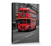 1art1 Londra Poster Stampa Artistica su Tela Bus Rosso Quadro da Parete sulla Barella | Murale XXL | Immagine 40x30 cm