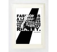 1art1 Moda Poster Fashion Is A Language That Creates Itself in Clothes To Interpret Reality, Karl Lagerfeld Quadro in Cornice con Pregiato Passepartout | Immagini A Parete | in Una Cornice 40x30 cm