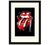 1art1 Rolling Stones Poster Graffiti Lips Quadro in Cornice con Pregiato Passepartout | Immagini A Parete | in Una Cornice 40x30 cm