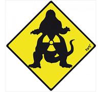 1art1 Segnali di Pericolo Zona Pericolosa Godzilla Sticker Adesivo 9x9 cm