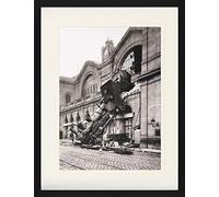 1art1 Treni Poster Incidente Ferroviario del 1895 alla Stazione Montparnasse, Parigi, Francia Quadro in Cornice con Pregiato Passepartout | Immagini A Parete | in Una Cornice 80x60 cm