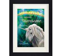 1art1 Unicorni Poster Unicorns Are Awesome, I Am Awesome, Therefore I Am A Unicorn Quadro in Cornice con Pregiato Passepartout | Immagini A Parete | in Una Cornice 40x30 cm
