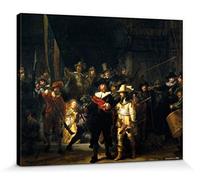 1art1 Van Rijn Rembrandt Poster Stampa Artistica su Tela Ronda di Notte, 1642 Quadro da Parete sulla Barella | Murale XXL | Immagine 50x40 cm