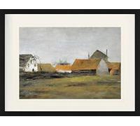 1art1 Vincent Van Gogh Poster Farmhouses in Loosduinen Near The Hague At Twilight, 1883 Quadro in Cornice con Pregiato Passepartout | Immagini A Parete | in Una Cornice 80x60 cm