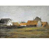 1art1 Vincent Van Gogh Poster Farmhouses in Loosduinen Near The Hague At Twilight, 1883 Stampa d'Arte 120x80 cm