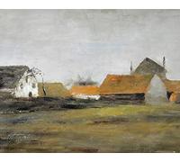 1art1 Vincent Van Gogh Poster Farmhouses in Loosduinen Near The Hague At Twilight, 1883 Stampa d'Arte 50x40 cm