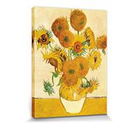 1art1 Vincent Van Gogh Poster Stampa Artistica su Tela Quattordici Girasoli in Un Vaso, 1888 Quadro da Parete sulla Barella | Murale XXL | Immagine 80x60 cm