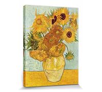 1art1 Vincent Van Gogh Poster Stampa Artistica su Tela Vaso con Dodici Girasoli, 1888 Quadro da Parete sulla Barella | Murale XXL | Immagine 40x30 cm