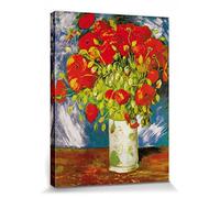 1art1 Vincent Van Gogh Poster Stampa Artistica su Tela Vaso di Papaveri Rossi, 1886 Quadro da Parete sulla Barella | Murale XXL | Immagine 40x30 cm