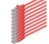 1attack, cavo di rete patch UTP Cat6, con 2 connettori RJ45, confezione da 5 pezzi Red - 10 pieces 0,5 M
