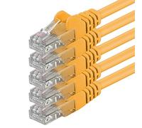 1attack, cavo di rete patch UTP Cat6, con 2 connettori RJ45, confezione da 5 pezzi - yellow 0.25m