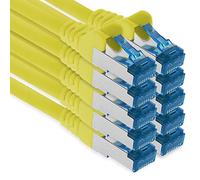 1aTTack.de 0,25 m - CAT.6 - Cavo di rete Ethernet Gigabit Lan RJ45 CAT 6 Cavo patch 10000 Mbit s Sftp Pimf 500 MHz compatibile con CAT5 CAT6 CAT7 Cat8 giallo - 10 pezzi