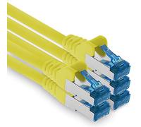 1aTTack.de 0,25 m - CAT.6 - Cavo di rete LAN Ethernet Gigabit RJ45 CAT 6 Cavo patch A 10000 Mbit s Sftp Pimf 500 MHz compatibile con CAT5 CAT6 CAT7 Cat8 giallo - 5 pezzi