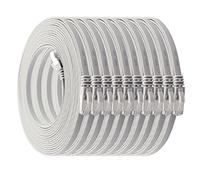 1aTTack.de 0,25m - bianco - 10 Pezzi Cat.7 cavo di rete piatto 10GB/s Slim Flat Cavi RJ45 Patch cavi di installazione nastro - compatibile CAT5 CAT6 CAT7 CAT 8