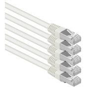 1aTTack.de® 0,25m - blanco - 5 Stück - CAT6 CAT 6 Ethernet LAN cable de red SET 1000 Mbit/s CAT6 Doble blindado PIMF 250MHz libre de halógenos compatible con CAT5e CAT6a CAT7 CAT8