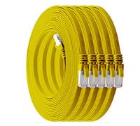 1aTTack.de 0,25m - giallo - 5 Pezzi Cat.7 cavo di rete piatto 10GB/s Slim Flat Cavi RJ45 Patch cavi di installazione nastro - compatibile CAT5 CAT6 CAT7 CAT 8