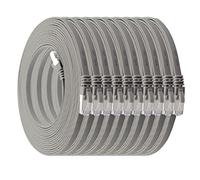 1aTTack.de 0,25m - grigio - 10 Pezzi Cat.7 cavo di rete piatto 10GB/s Slim Flat Cavi RJ45 Patch cavi di installazione nastro - compatibile CAT5 CAT6 CAT7 CAT 8