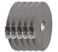 1aTTack.de 0,25m - grigio - 5 pezzi - Cavo di Rete Ethernet Cat6 Piatto Lan Gigabit RJ45 Cat 6 compatibile Cat5 Cat5e Cat7 Cat8