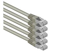 1aTTack.de® 0,25m - gris - 5 Stück - CAT6 CAT 6 Ethernet LAN cable de red SET 1000 Mbit/s CAT6 Doble blindado PIMF 250MHz libre de halógenos compatible con CAT5e CAT6a CAT7 CAT8