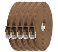 1aTTack.de 0,25m - marrone - 5 pezzi - Cavo di Rete Ethernet Cat6 Piatto Lan Gigabit RJ45 Cat 6 compatibile Cat5 Cat5e Cat7 Cat8