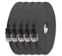 1aTTack.de 0,25m - nero - 5 pezzi - Cavo di Rete Ethernet Cat6 Piatto Lan Gigabit RJ45 Cat 6 compatibile Cat5 Cat5e Cat7 Cat8