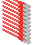 1aTTack.de® 0,25m - rojo - 10 Stück - CAT6 CAT 6 Ethernet LAN cable de red SET 1000 Mbit/s CAT6 Doble blindado PIMF 250MHz libre de halógenos compatible con CAT5e CAT6a CAT7 CAT8