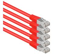 1aTTack.de® 0,25m - rojo - 5 Stück - CAT6 CAT 6 Ethernet LAN cable de red SET 1000 Mbit/s CAT6 Doble blindado PIMF 250MHz libre de halógenos compatible con CAT5e CAT6a CAT7 CAT8