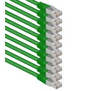 1aTTack.de® 0,25m - verde - 10 Stück - CAT6 CAT 6 Ethernet LAN cable de red SET 1000 Mbit/s CAT6 Doble blindado PIMF 250MHz libre de halógenos compatible con CAT5e CAT6a CAT7 CAT8