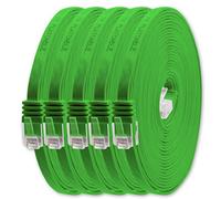 1aTTack.de 0,25m - verde - 5 pezzi - Cavo di Rete Ethernet Cat6 Piatto Lan Gigabit RJ45 Cat 6 compatibile Cat5 Cat5e Cat7 Cat8