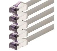1aTTack.de - 0,5 m - Cavo patch CAT6a Superflex Ethernet Gigabit LAN RJ45 CAT6 A 10000 Mbit s SFTP PIMF 500 MHz compatibile con CAT6 CAT5 - grigio - 5 pezzi