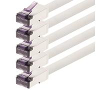 1aTTack.de - 0,5 m - Cavo patch CAT6a Superflex Ethernet Gigabit LAN RJ45 CAT6 A 10000 Mbit s SFTP PIMF 500 MHz compatibile con CAT6 CAT5 - bianco - 5 pezzi