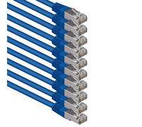 1aTTack.de® 0,5m - azul - 10 Stück - CAT6 CAT 6 Ethernet LAN cable de red SET 1000 Mbit/s CAT6 Doble blindado PIMF 250MHz libre de halógenos compatible con CAT5e CAT6a CAT7 CAT8