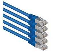 1aTTack.de® 0,5m - azul - 5 Stück - CAT6 CAT 6 Ethernet LAN cable de red SET 1000 Mbit/s CAT6 Doble blindado PIMF 250MHz libre de halógenos compatible con CAT5e CAT6a CAT7 CAT8