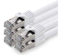 1aTTack.de 0,5m - bianco - 5 pezzi - CAT.7 Cavi di Rete (Set) CAT7-10000 MBit/s S-FTP doppia schermatura PIMF 600MHz 4x2xAWG26 / 7 CU rame non contiene alogeni compatibile con CAT5e CAT6 CAT 6a Cat8