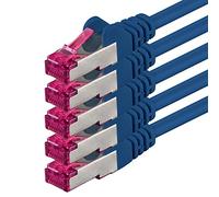 1aTTack.de 0,5m - blu - 5 pezzi - Rete Cavi Cat6a S-FTP CAT 6a doppia schermatura - certificato GHMT PIMF 500MHz 7 CU rame non contiene alogeni