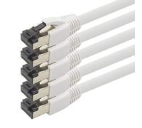 1aTTack.de 0,5m Cat 8 Cavo di rete Cat8 bianca - 5 pezzi Cat.8 Lan 2000 Mhz 40 Gbit s 40GBase-T POE+ cavo Patch Ethernet LSZH - 5 x 0,5 metro bianca